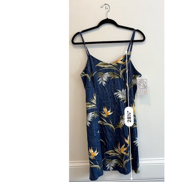 Paradise Found Hawaii Vintage Blue Spaghetti Strap Short Sundress Size Large - Picture 3 of 12
